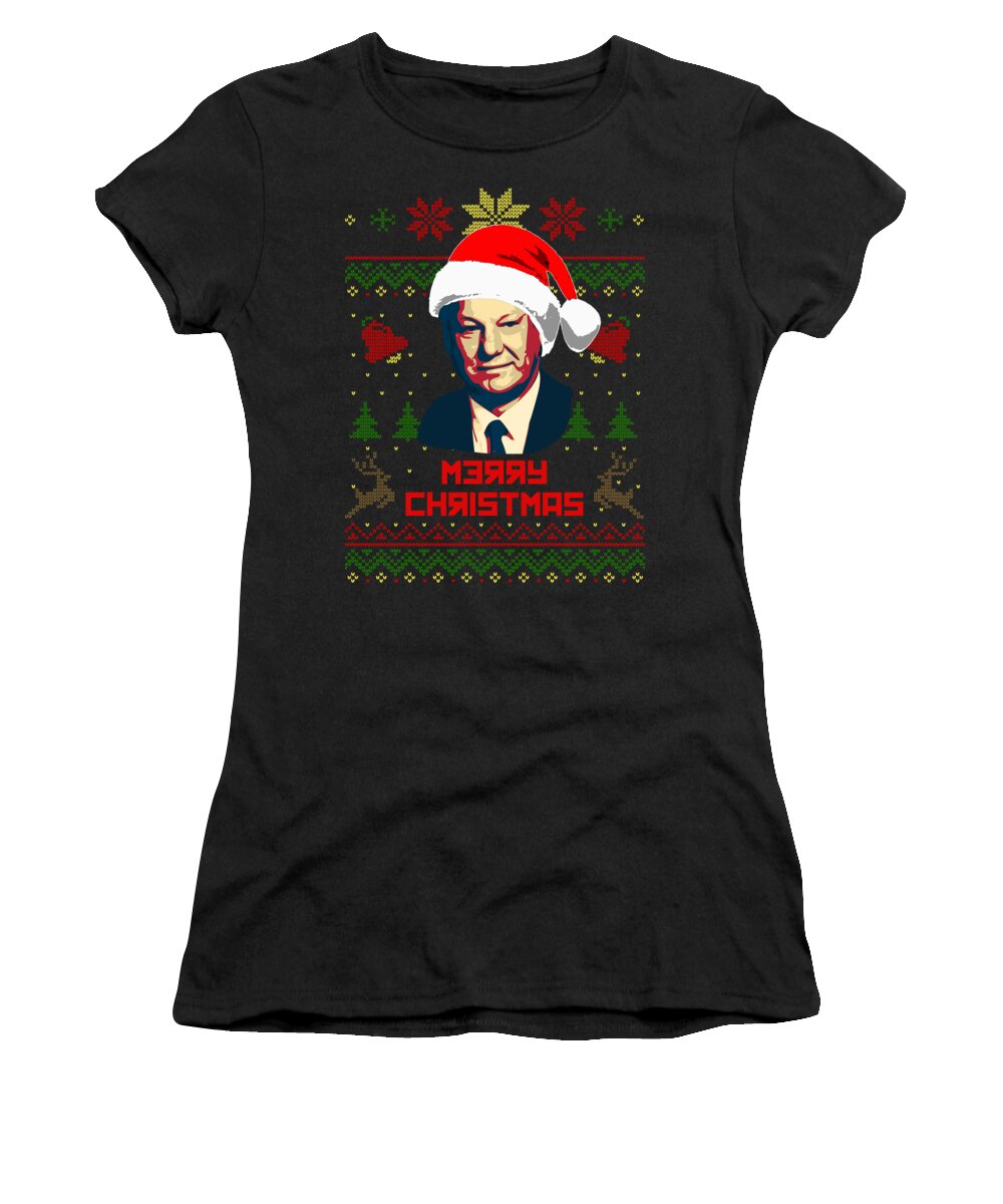 Santa Women's T-Shirt featuring the digital art Boris Yeltsin Merry Christmas by Filip Schpindel