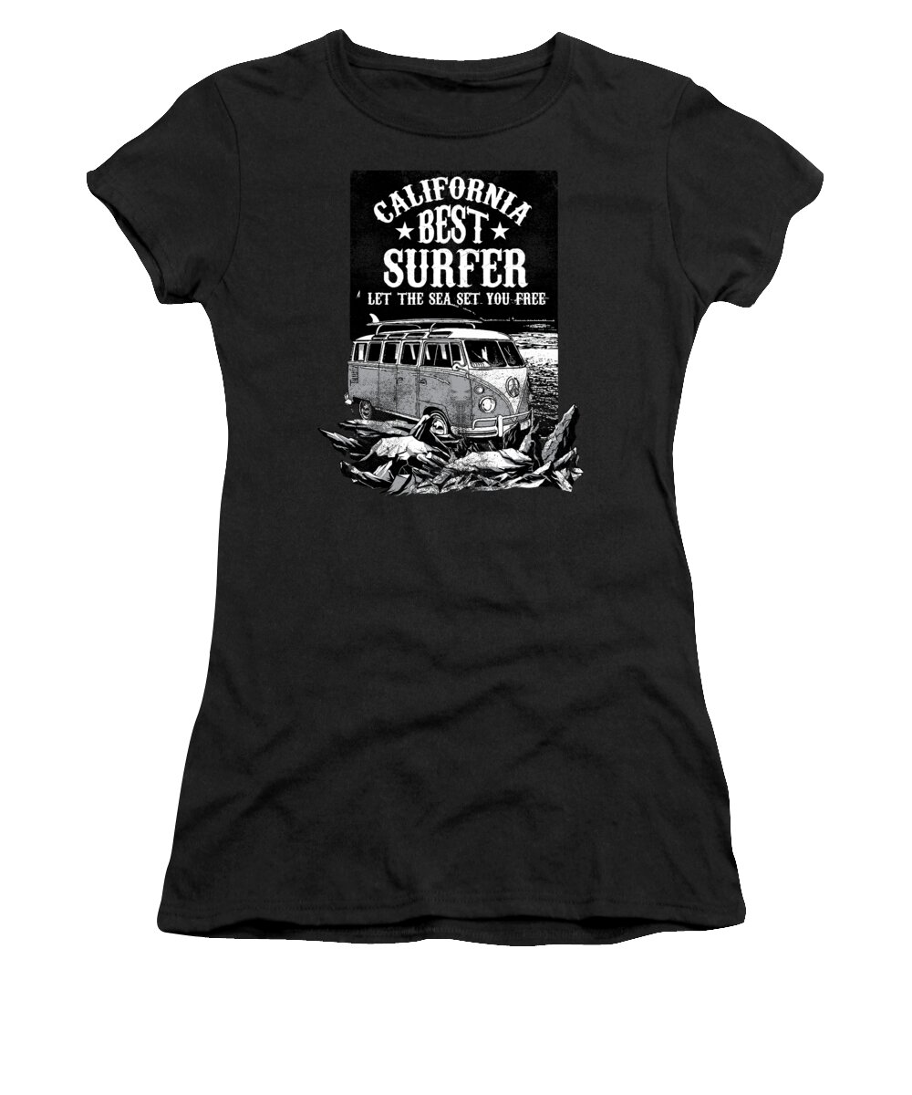 Surf Board Gift Women's T-Shirt featuring the digital art California Best Surfer #1 by Jacob Zelazny