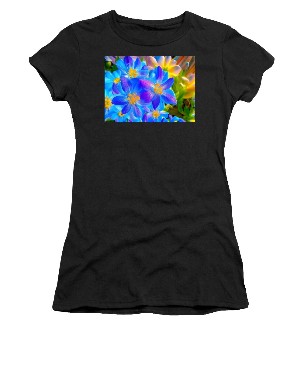 Digital Women's T-Shirt featuring the digital art Flower Blues by Beverly Read