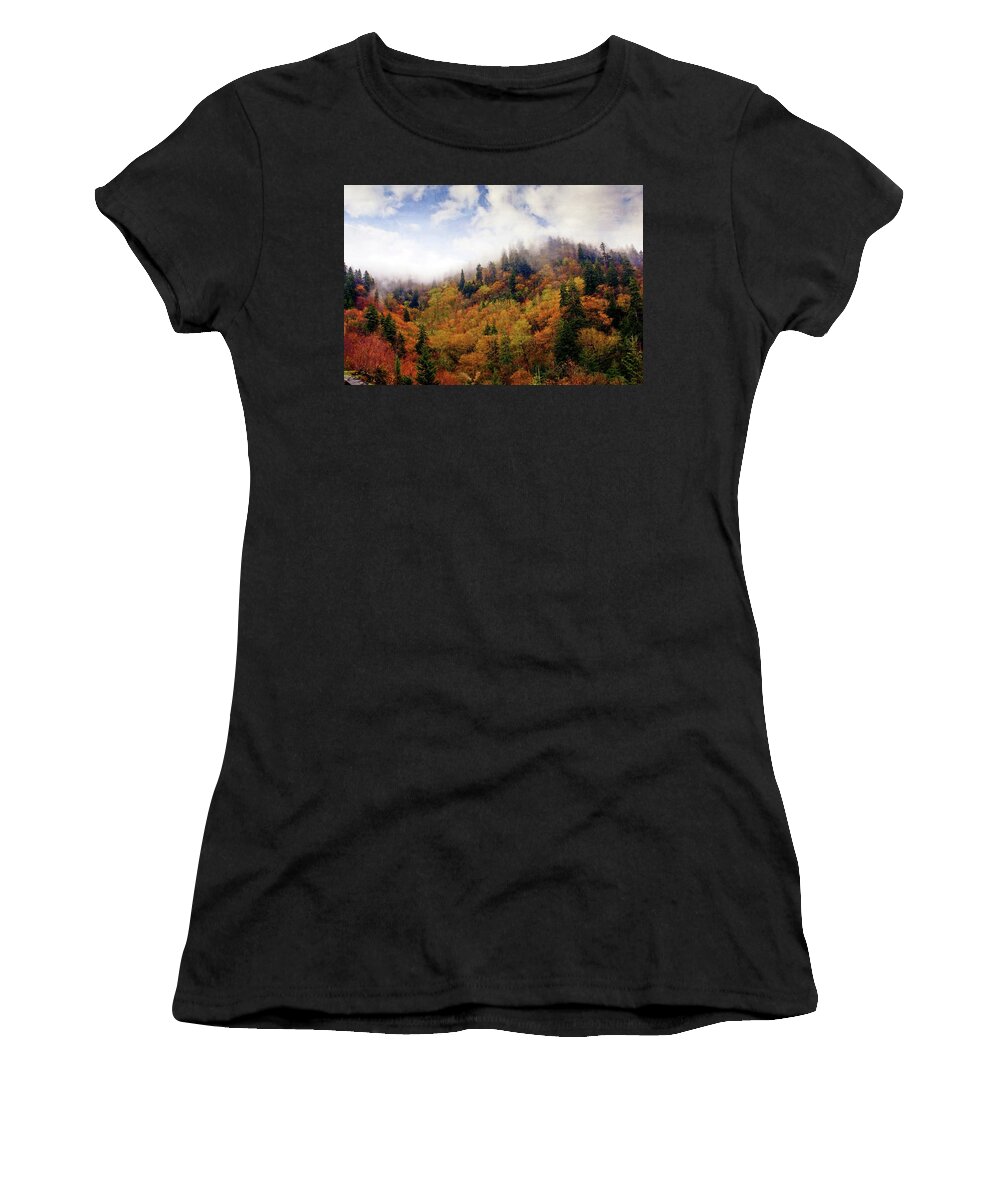 Fall Women's T-Shirt featuring the photograph Foggy Fall #1 by Marty Koch