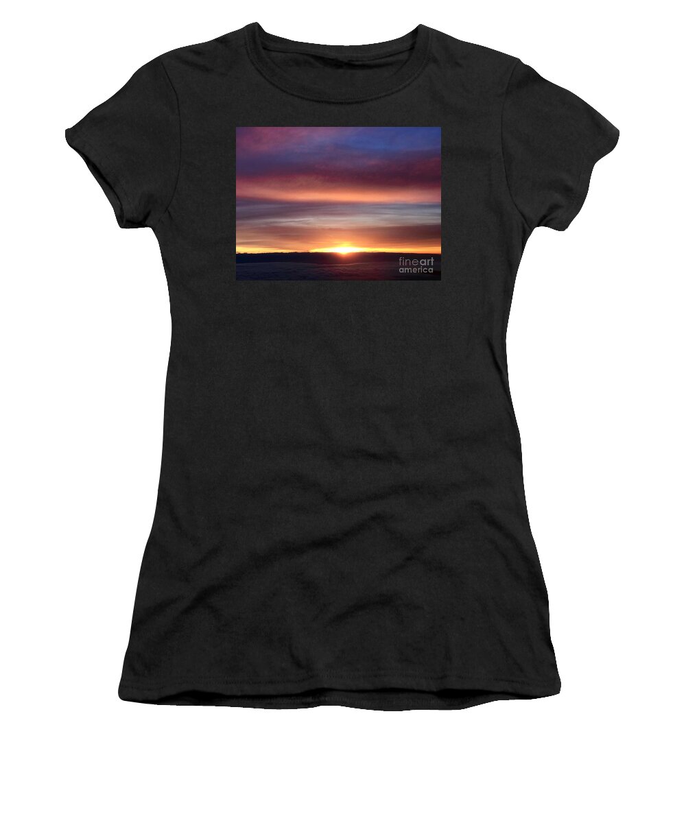 Sunrise Women's T-Shirt featuring the photograph January Sunrise #2 by Suzanne Lorenz