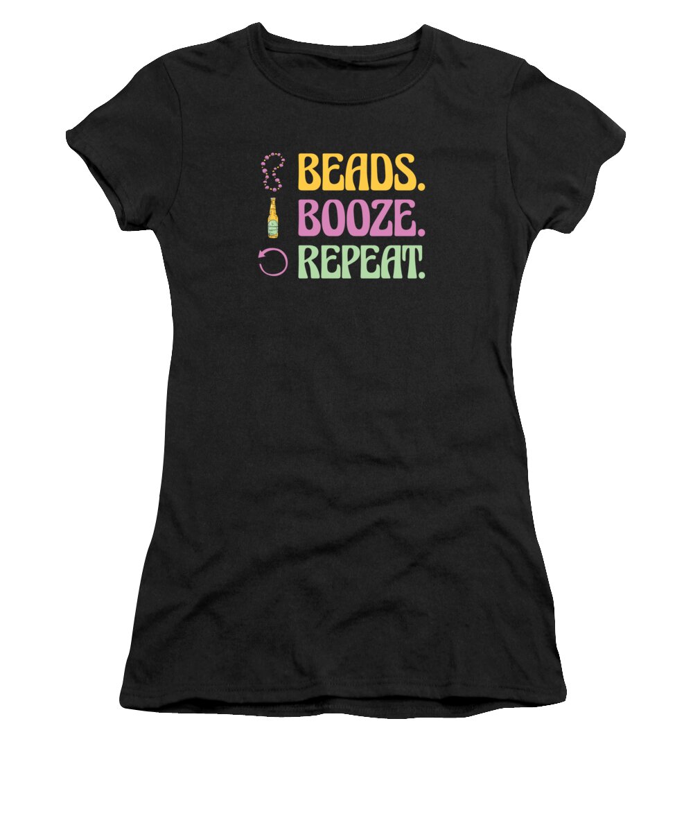 Mardi Gras Women's T-Shirt featuring the digital art Mardi Gras Carnival Drinking Beer Beads Festival #1 by Toms Tee Store