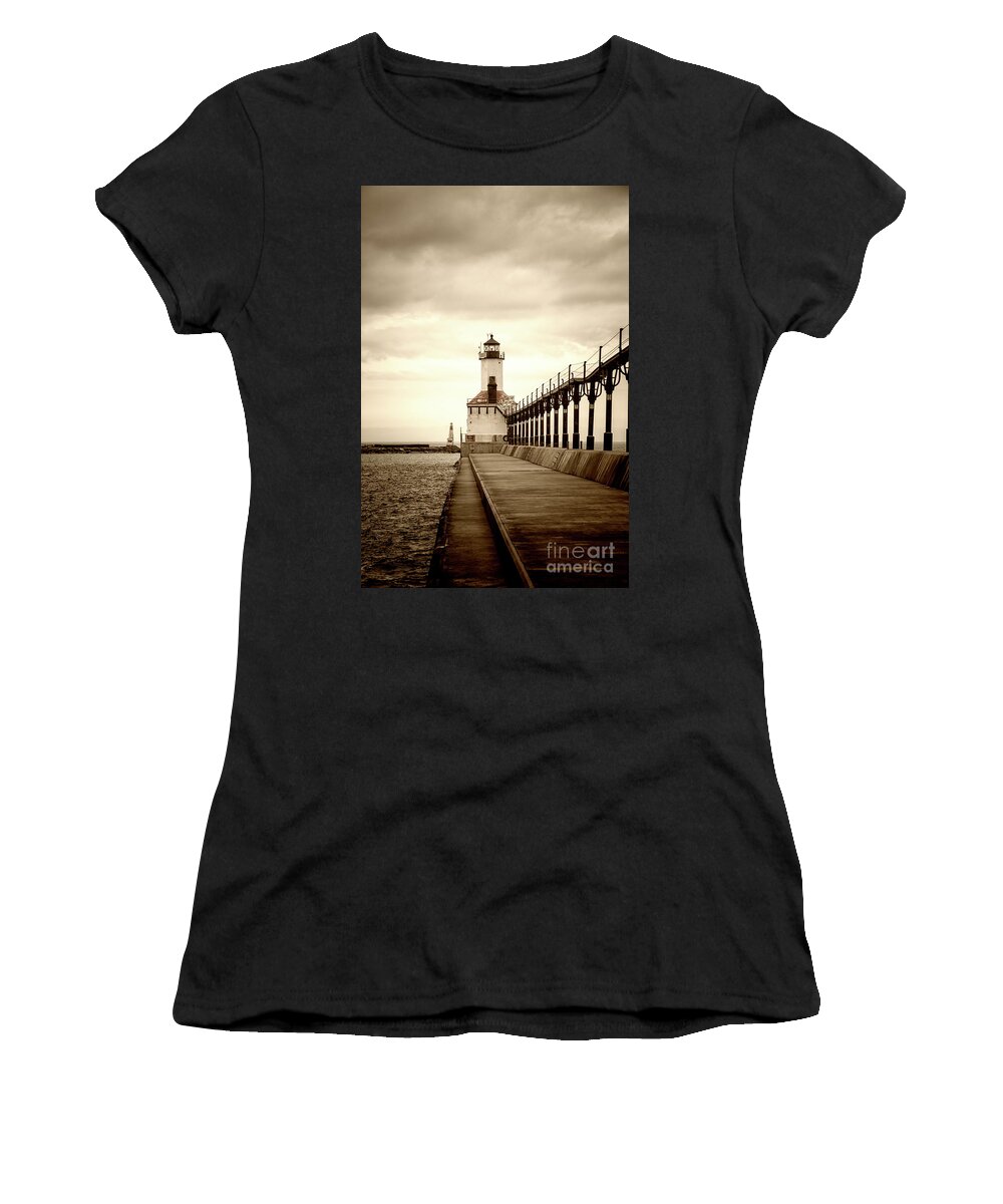 Michigan City Women's T-Shirt featuring the photograph Michigan City Lighthouse #2 by Timothy Johnson