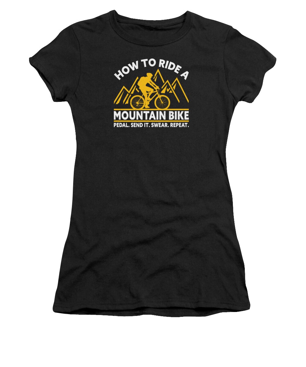 Mountain Bike Women's T-Shirt featuring the digital art Mountain Bike Biker Cyclist Bicycle Biking #1 by Toms Tee Store