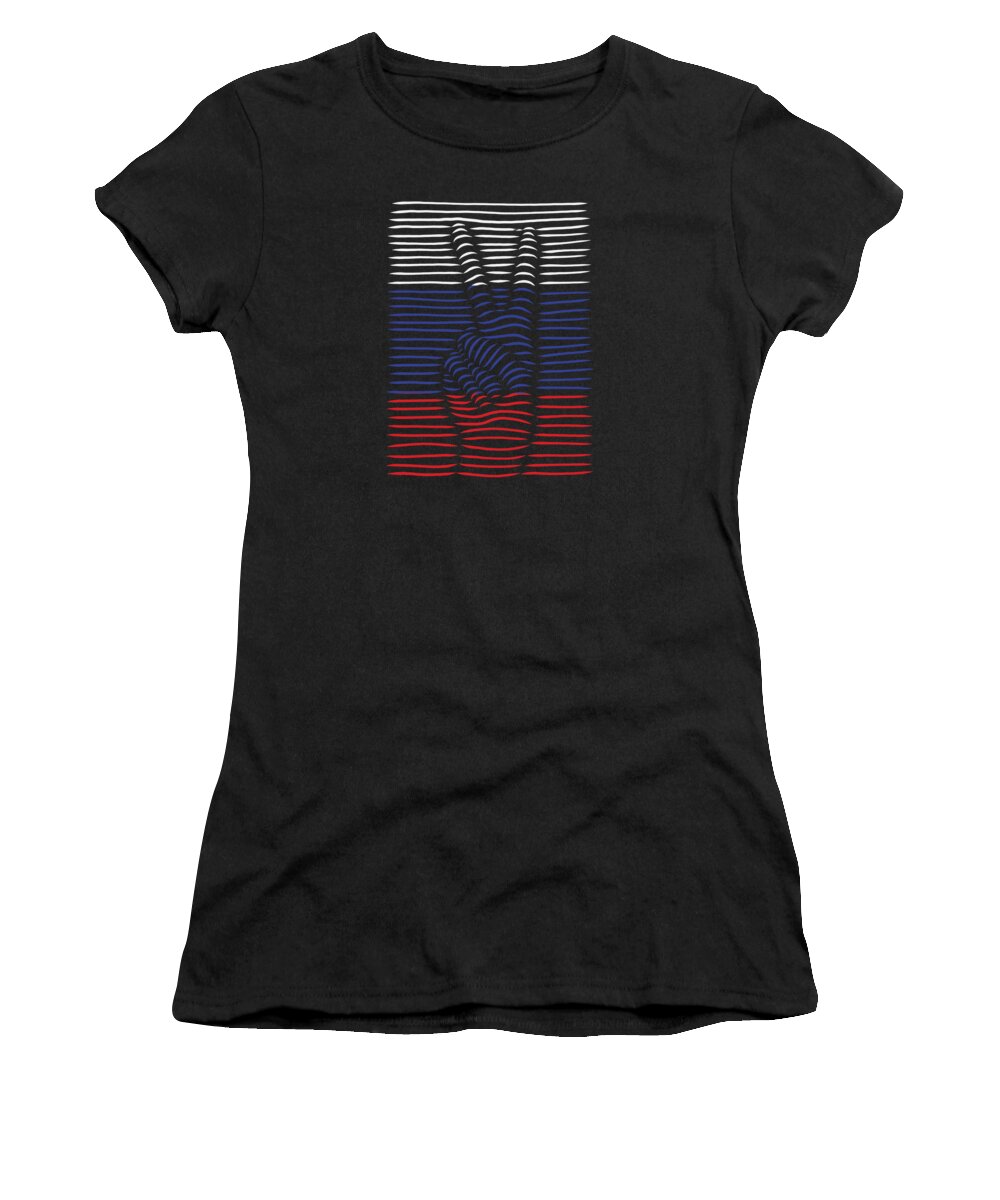 Russia Women's T-Shirt featuring the digital art Peace sign, Peace For Russia #12 by GreenOptix