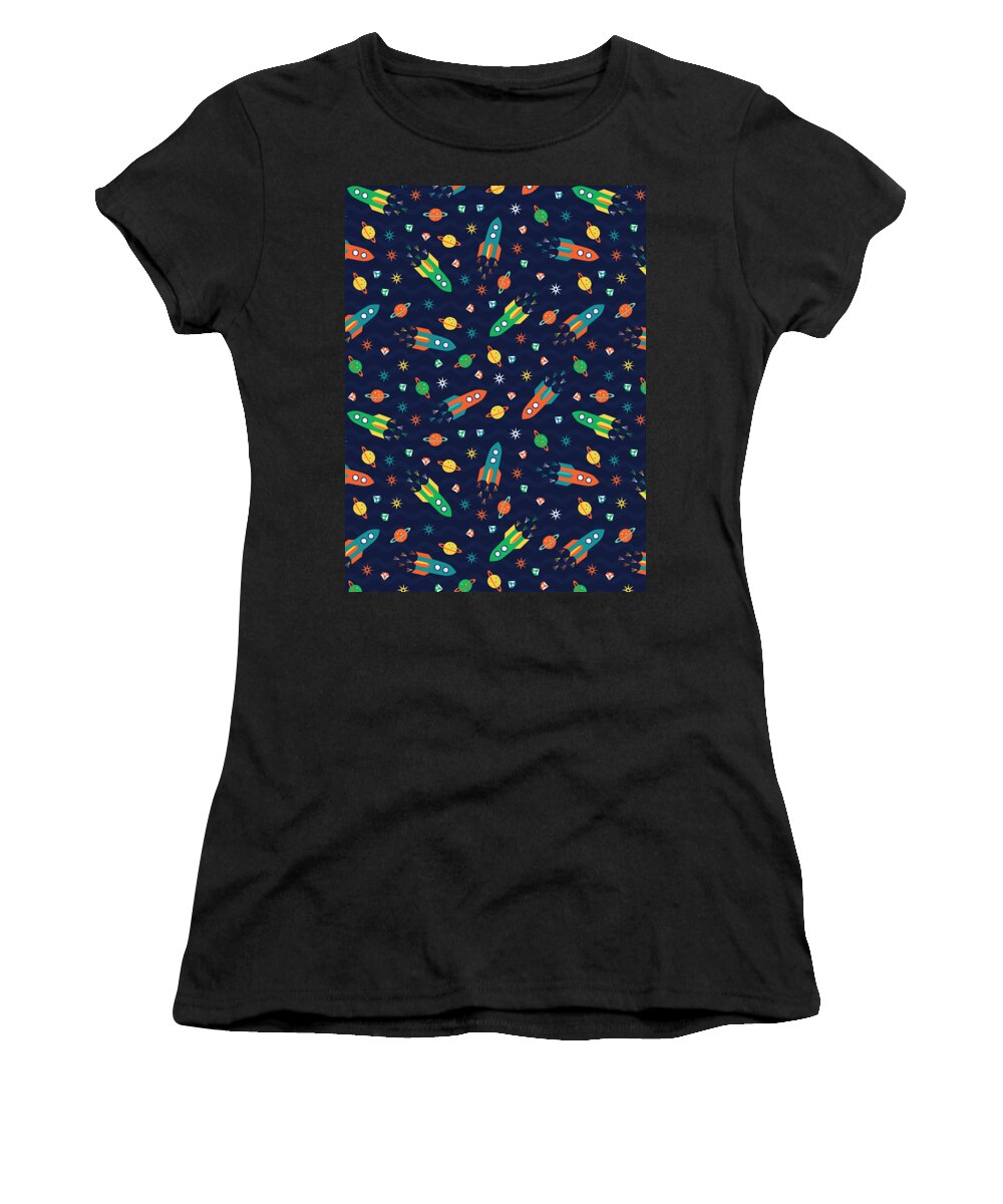 Spaceman Women's T-Shirt featuring the digital art Galaxy Space Pattern Astronaut Planets Rockets #17 by Mister Tee