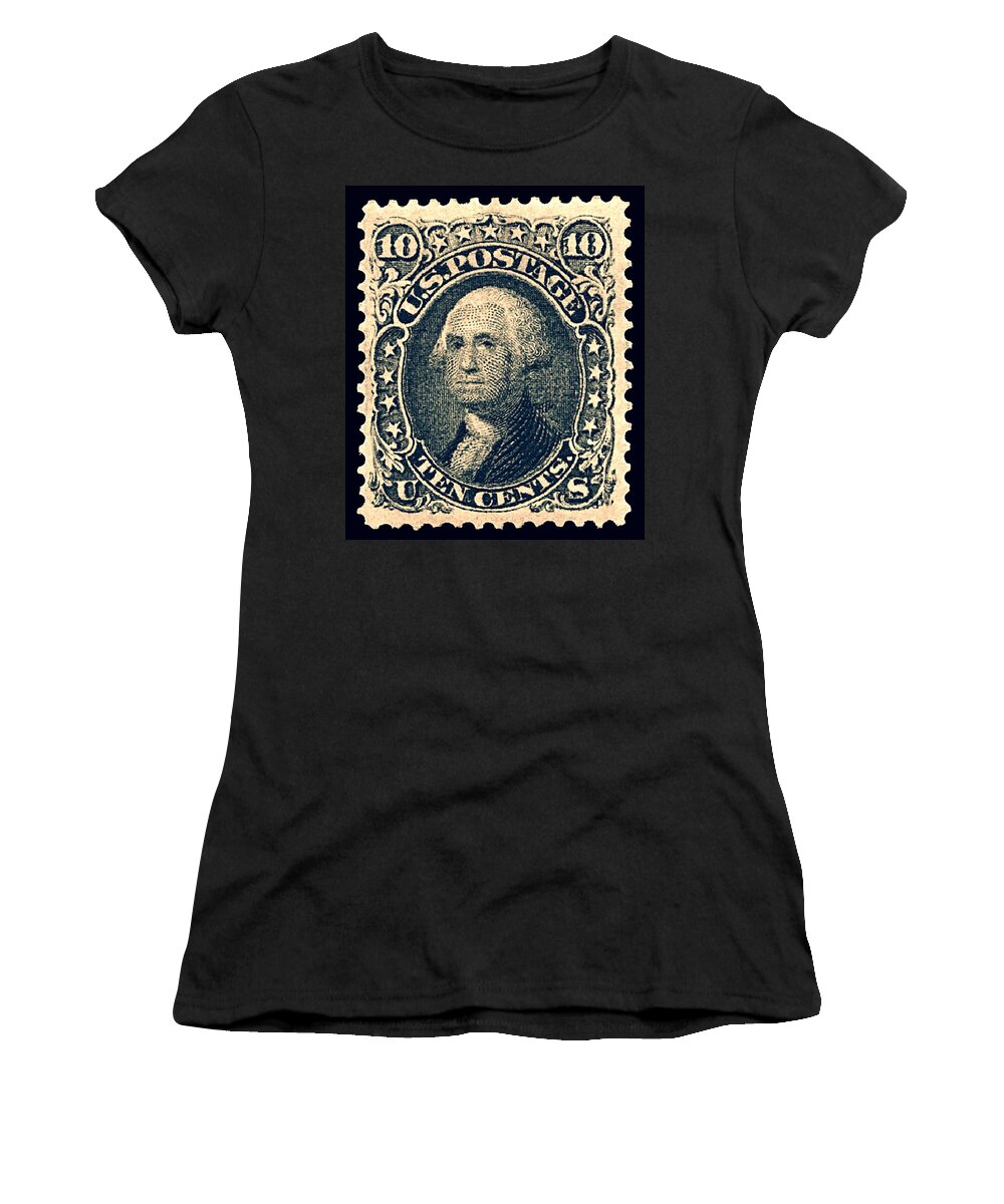 Stamp Women's T-Shirt featuring the digital art 1861 United States - No.684 - 10cts. Dark Slate Proof - Stamp Art by Fred Larucci