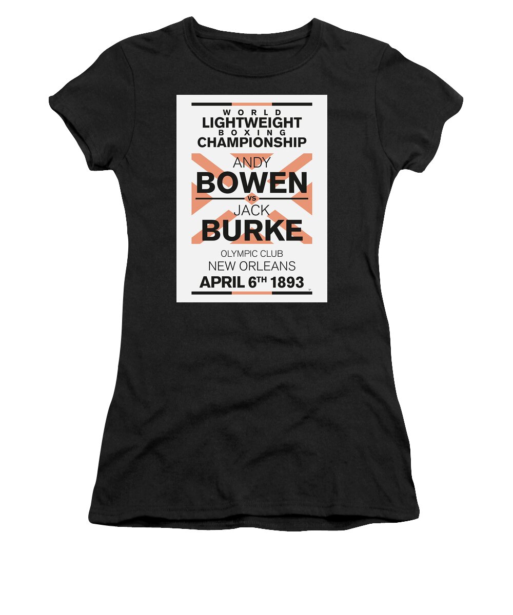 Andy Women's T-Shirt featuring the digital art 1893 MY Bowen vs Burke Minimal Boxing Poster by Chungkong Art