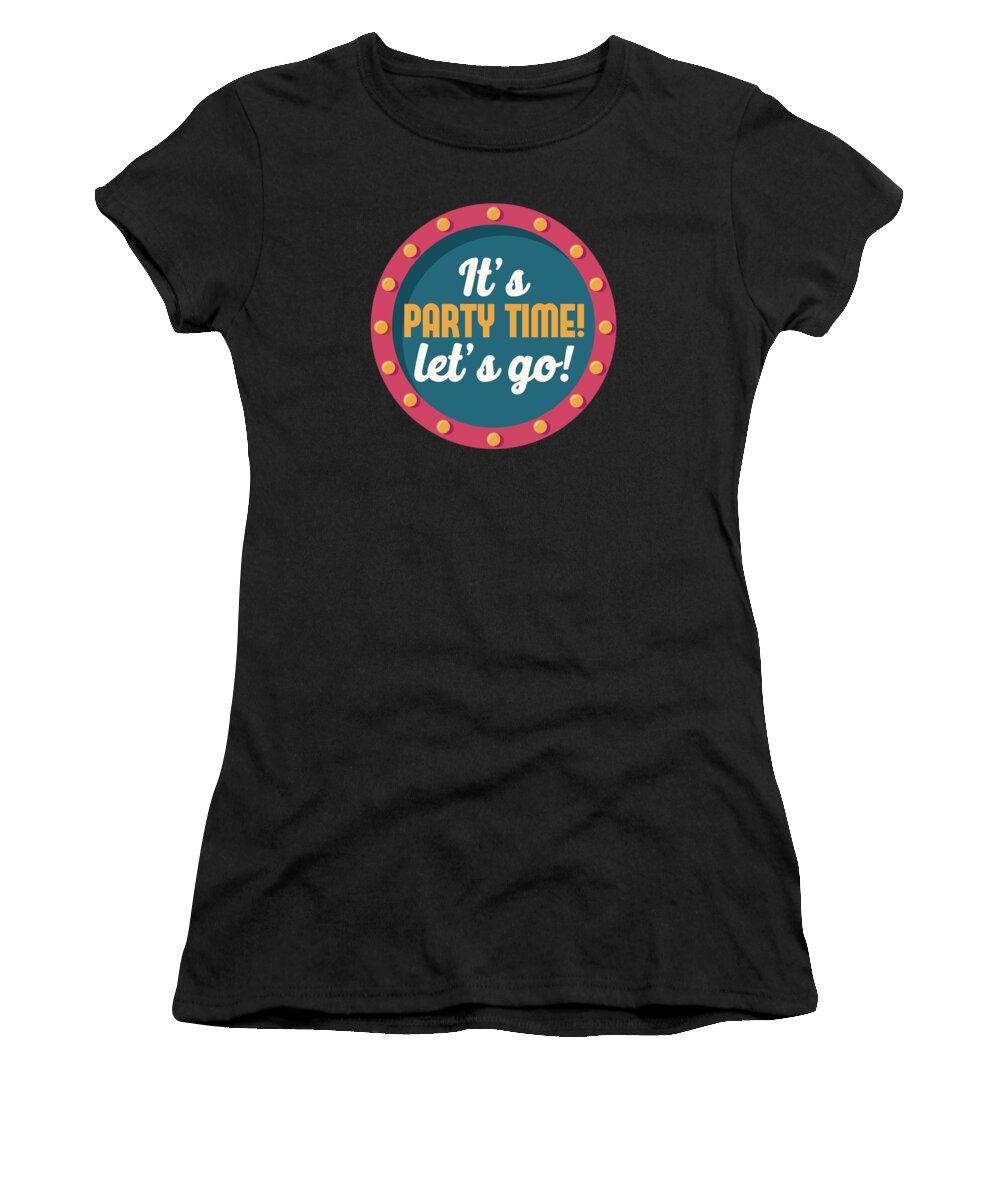 Party Women's T-Shirt featuring the digital art Party Time Retro Light Glowing Street Sign #2 by Toms Tee Store