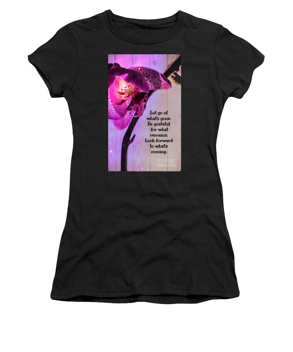 Orchid Women's T-Shirt featuring the mixed media 2020 Inspiration by Laurie's Intuitive