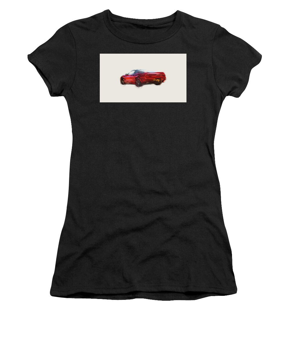 Honda Women's T-Shirt featuring the digital art Honda NSX Drawing #22 by CarsToon Concept