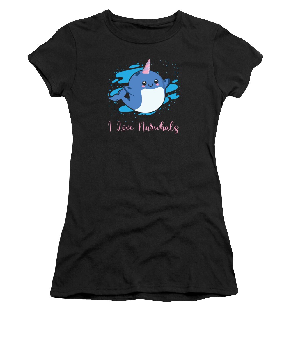 Narwhal Women's T-Shirt featuring the digital art I Love Narwhals Unicorn Narwhal #3 by Toms Tee Store
