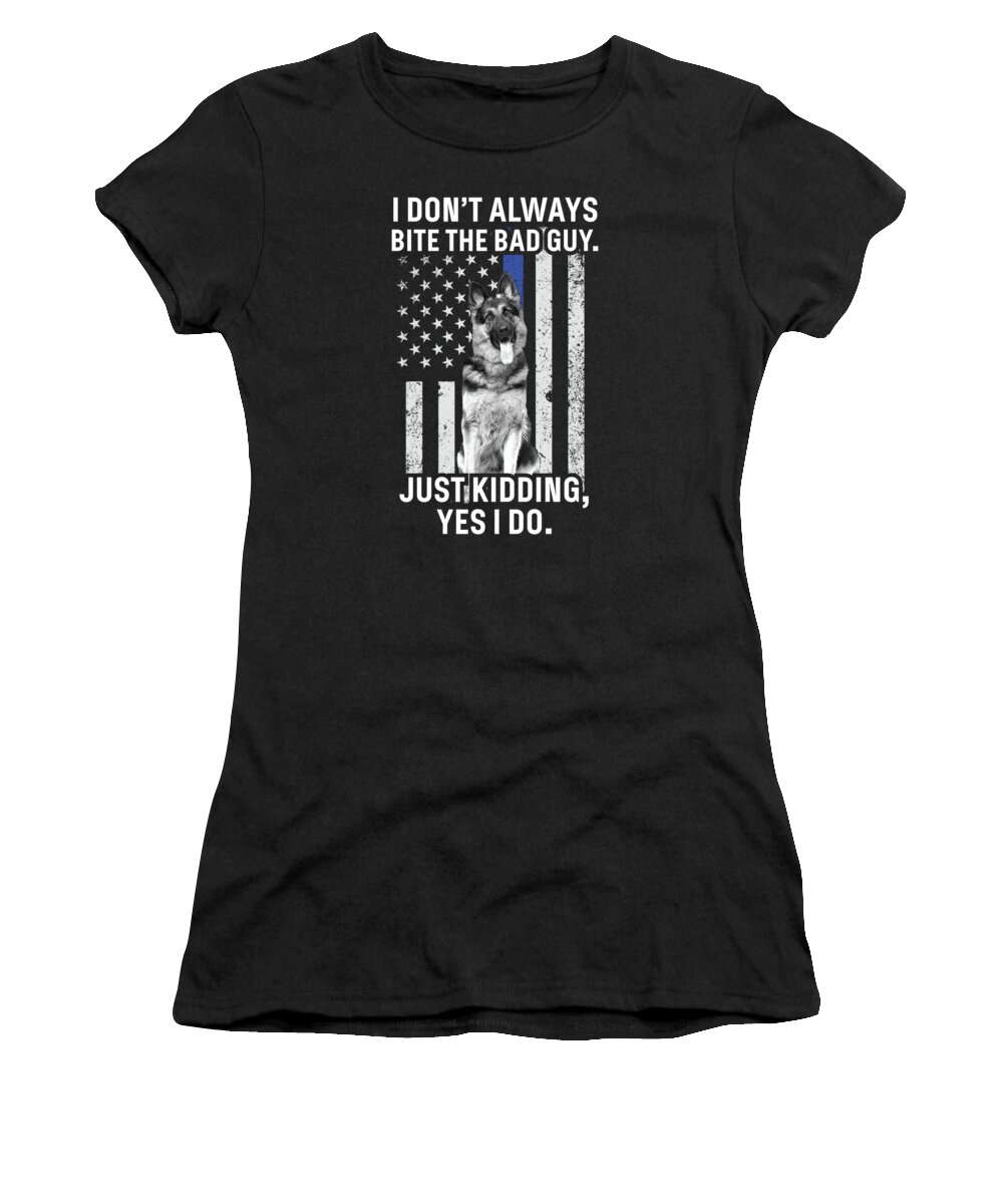 Sheriff Women's T-Shirt featuring the digital art K9 Dog Police Officer American Flag Apparel USA Thin Blue Line Gift by Michael S