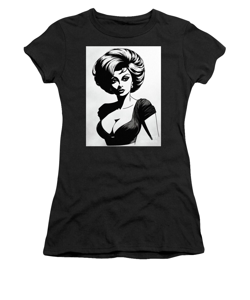 Sophia Women's T-Shirt featuring the painting Sophia Loren, Movie Legend #3 by Esoterica Art Agency