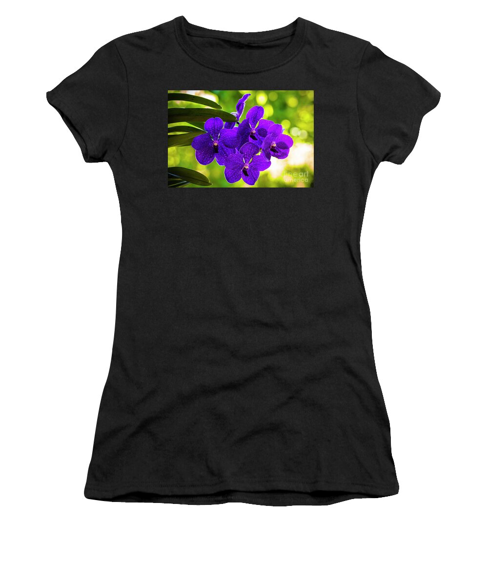 Background Women's T-Shirt featuring the photograph Purple Orchid Flowers #32 by Raul Rodriguez