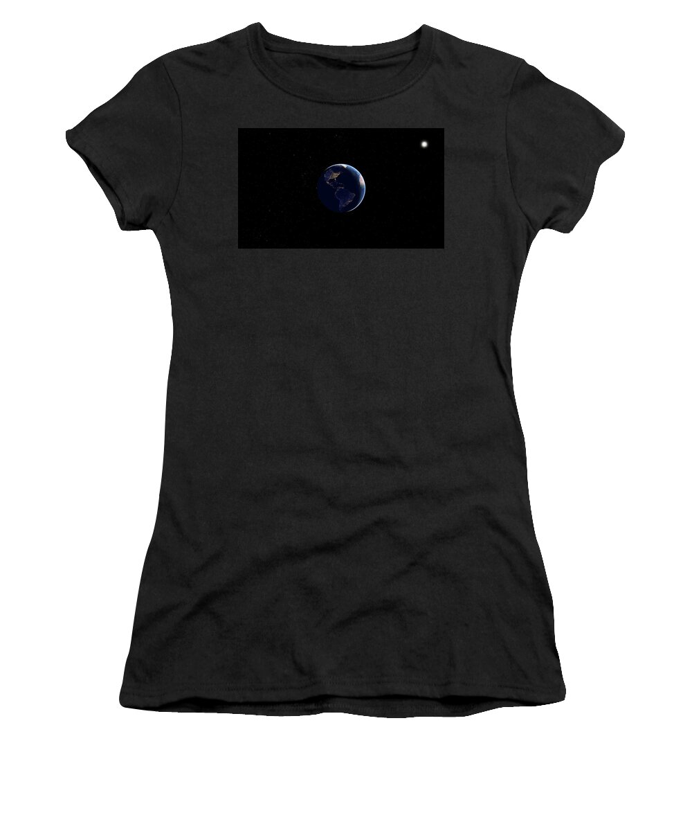3d Women's T-Shirt featuring the digital art Spring on Earth by Karine GADRE
