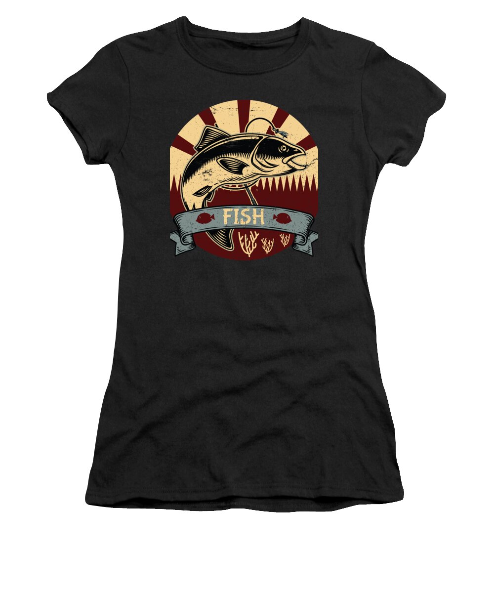 River Women's T-Shirt featuring the digital art Fish Propaganda Fishing Angler Lake Boat #4 by Mister Tee