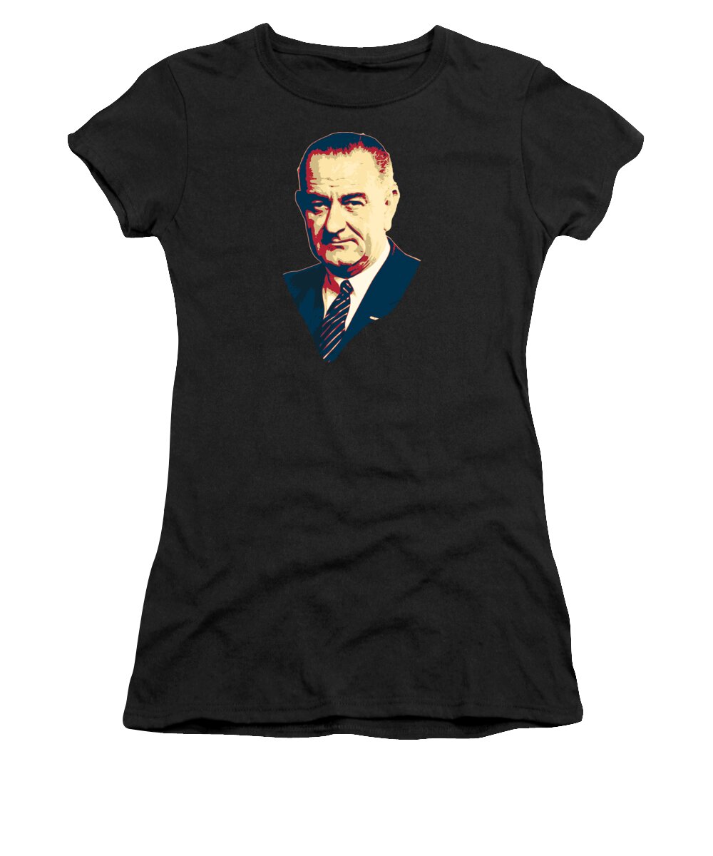 Lyndon Women's T-Shirt featuring the digital art Lyndon B Johnson by Filip Schpindel