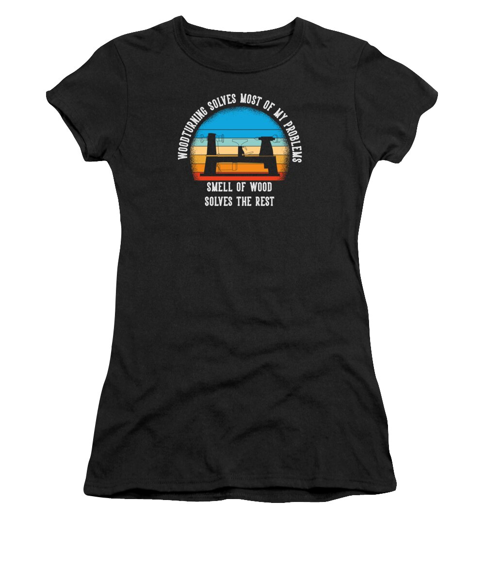 Woodturning Women's T-Shirt featuring the digital art Woodturning Woodworking Woodturner Wood #66 by Toms Tee Store