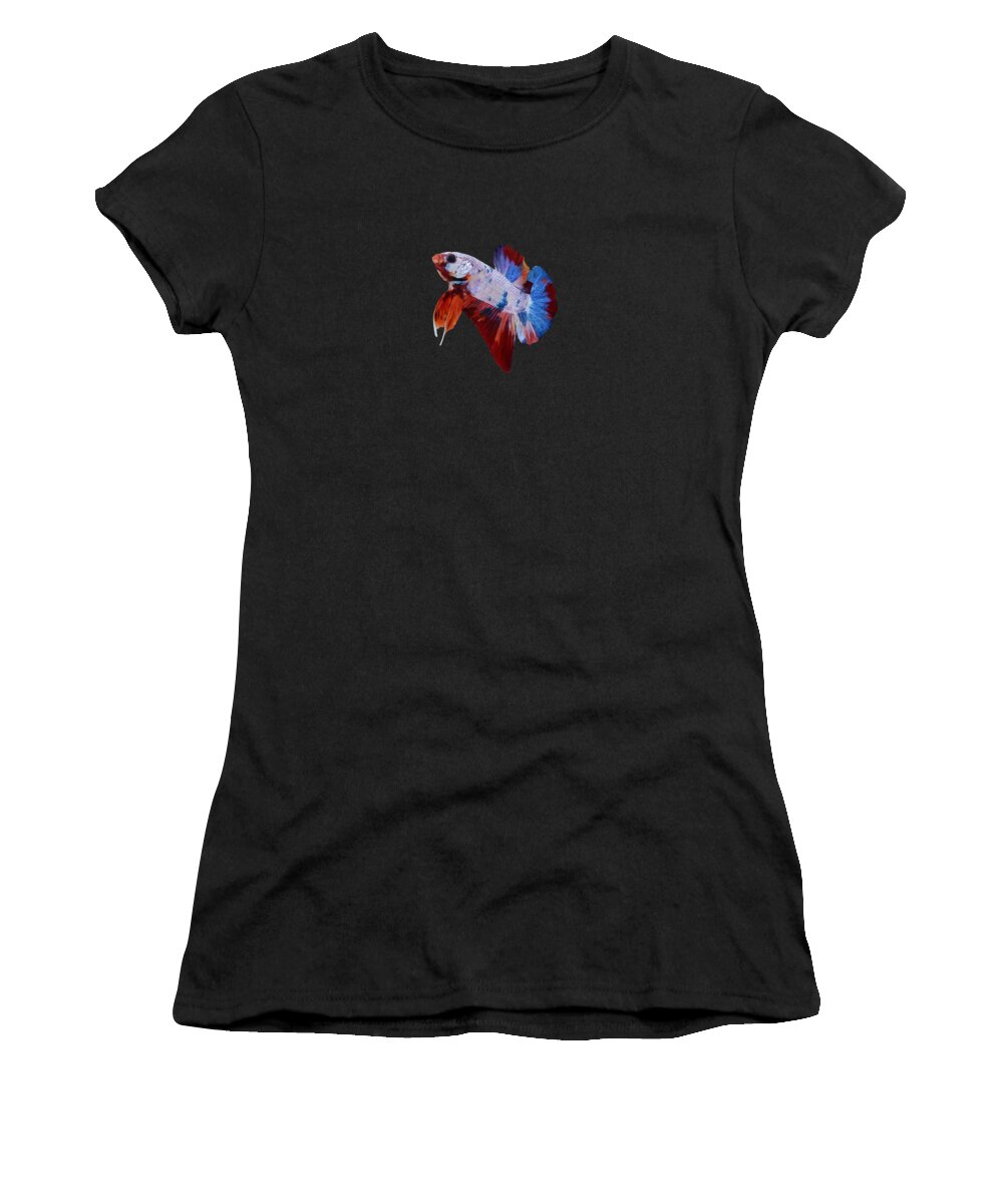 Betta Women's T-Shirt featuring the photograph Multicolor Betta Fish #7 by Sambel Pedes