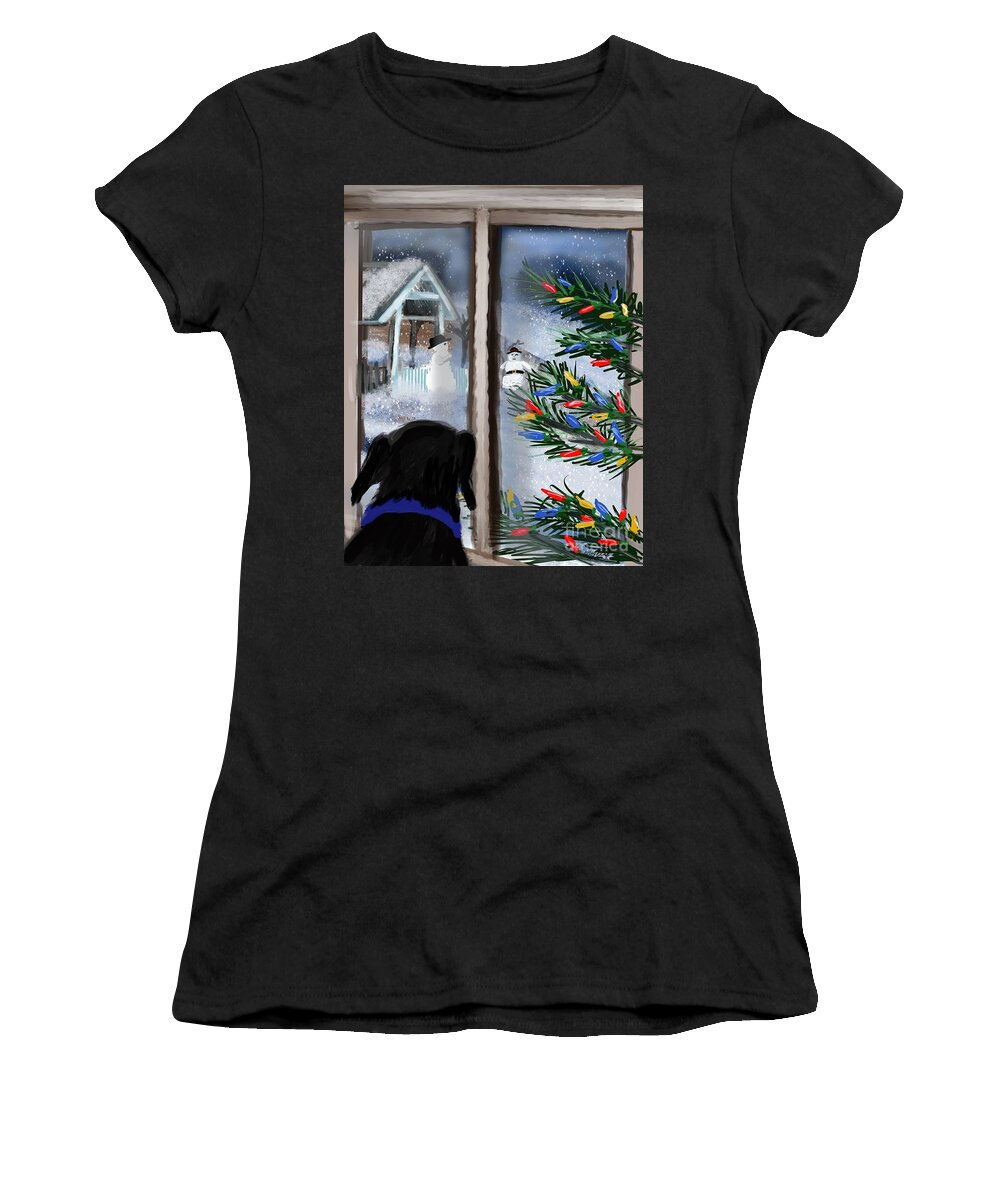 Dogs Women's T-Shirt featuring the digital art A Dogs Christmas Wonderland by Doug Gist