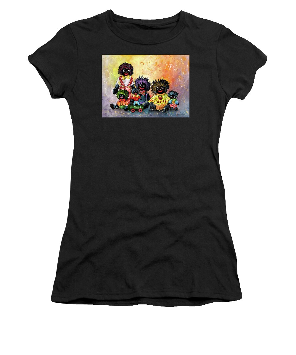 Dolls Women's T-Shirt featuring the painting A Happy Golly Family by Miki De Goodaboom