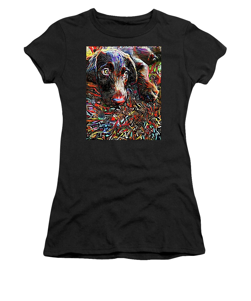 Labradoodle Women's T-Shirt featuring the digital art A Labradoodle Named Bacchius by Peggy Collins