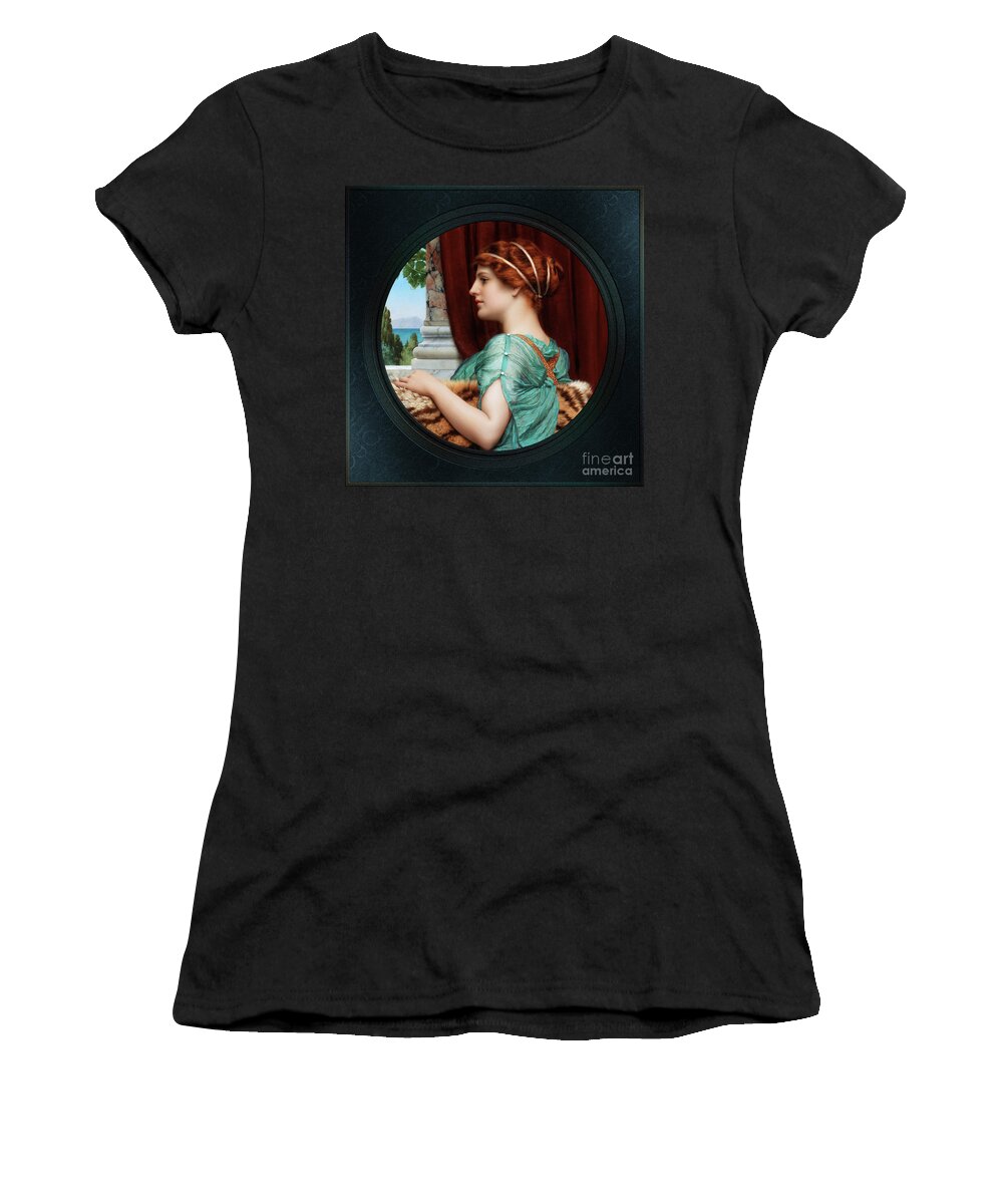 A Pompeian Lady Women's T-Shirt featuring the painting A Pompeian Lady by John William Godward Remastered Xzendor7 Fine Art Classical Reproductions by Rolando Burbon