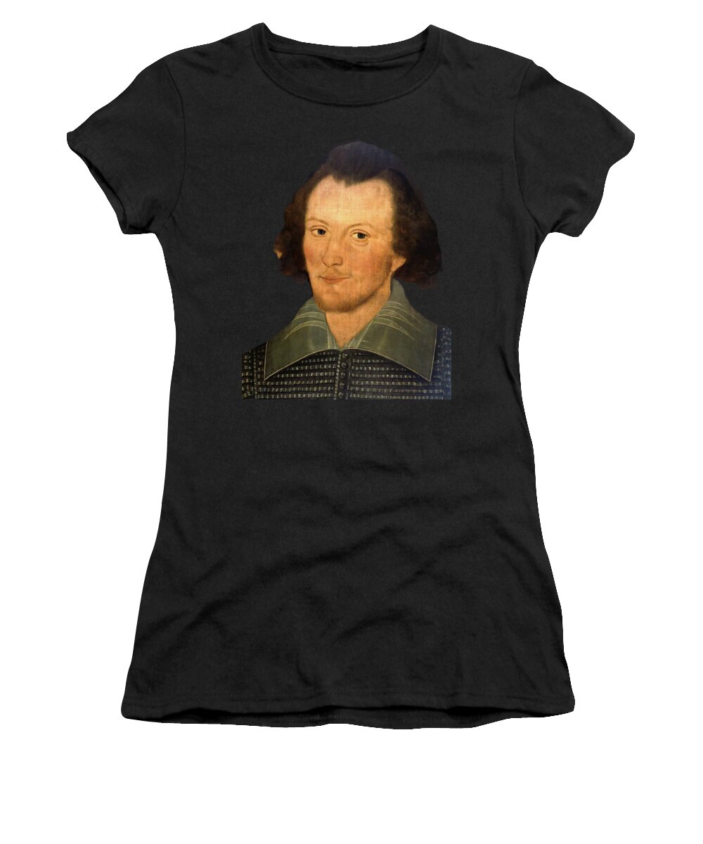 Shakespeare Women's T-Shirt featuring the digital art A Portrait of William Shakespeare by Asok Mukhopadhyay