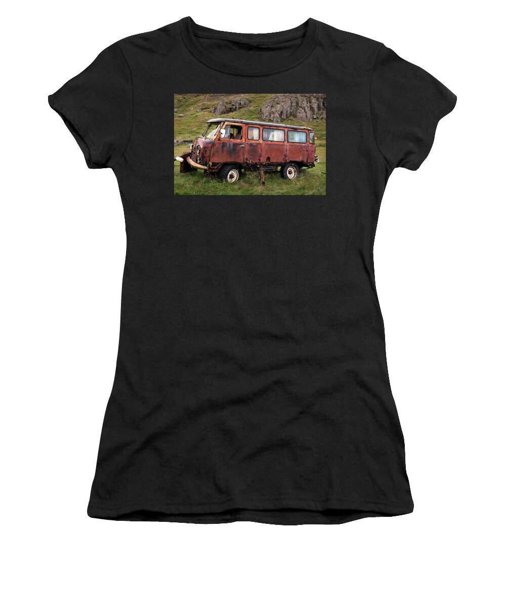 Van Women's T-Shirt featuring the photograph Abandoned off road van UAZ-452 in Seydisfjordur by RicardMN Photography