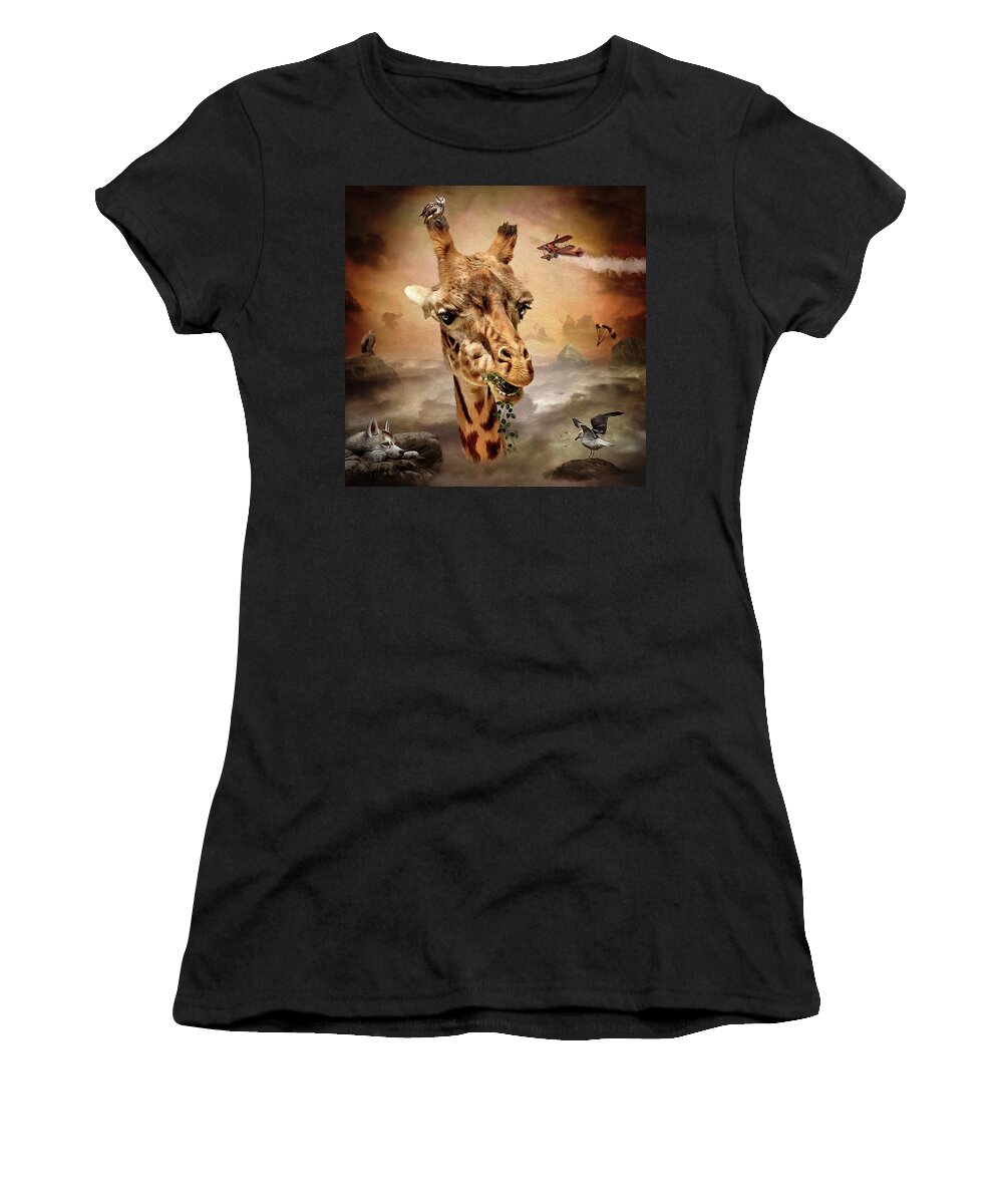 Giraffe Women's T-Shirt featuring the digital art Above the Clouds by Maggy Pease