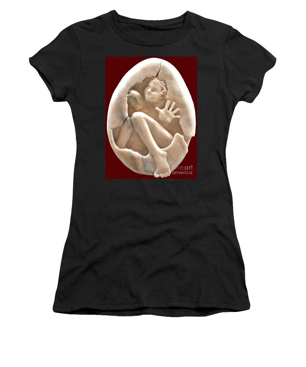 Teenage Years Women's T-Shirt featuring the sculpture Adolescence by Merana Cadorette