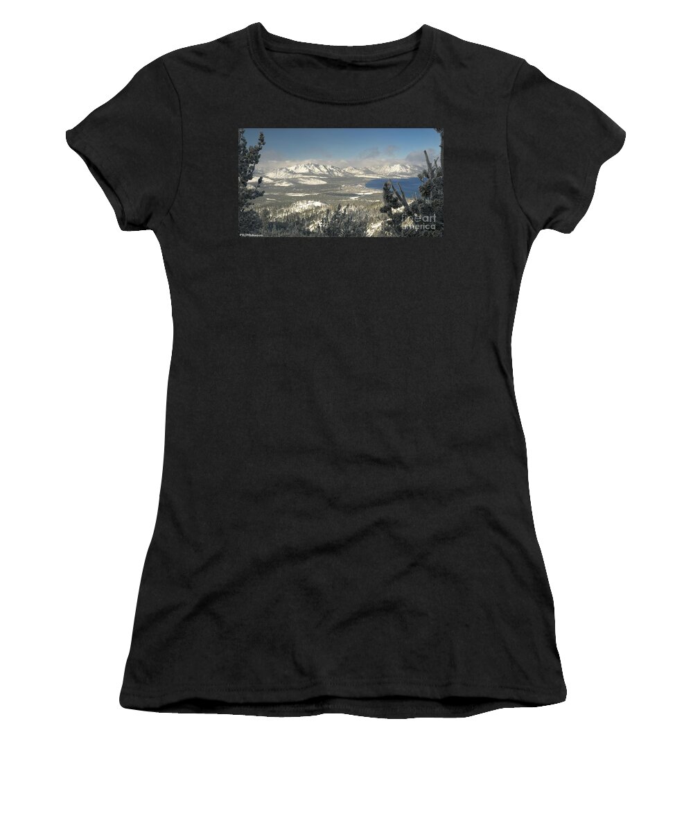 City Of South Lake Tahoe Women's T-Shirt featuring the photograph after the storm, South Lake Tahoe, El Dorado National Forest, California, U. S. A. by PROMedias US