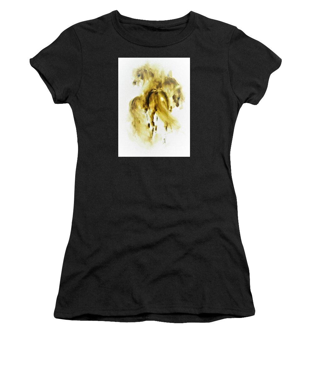 Horse Painting Women's T-Shirt featuring the painting Ajmal and Ahmad by Janette Lockett