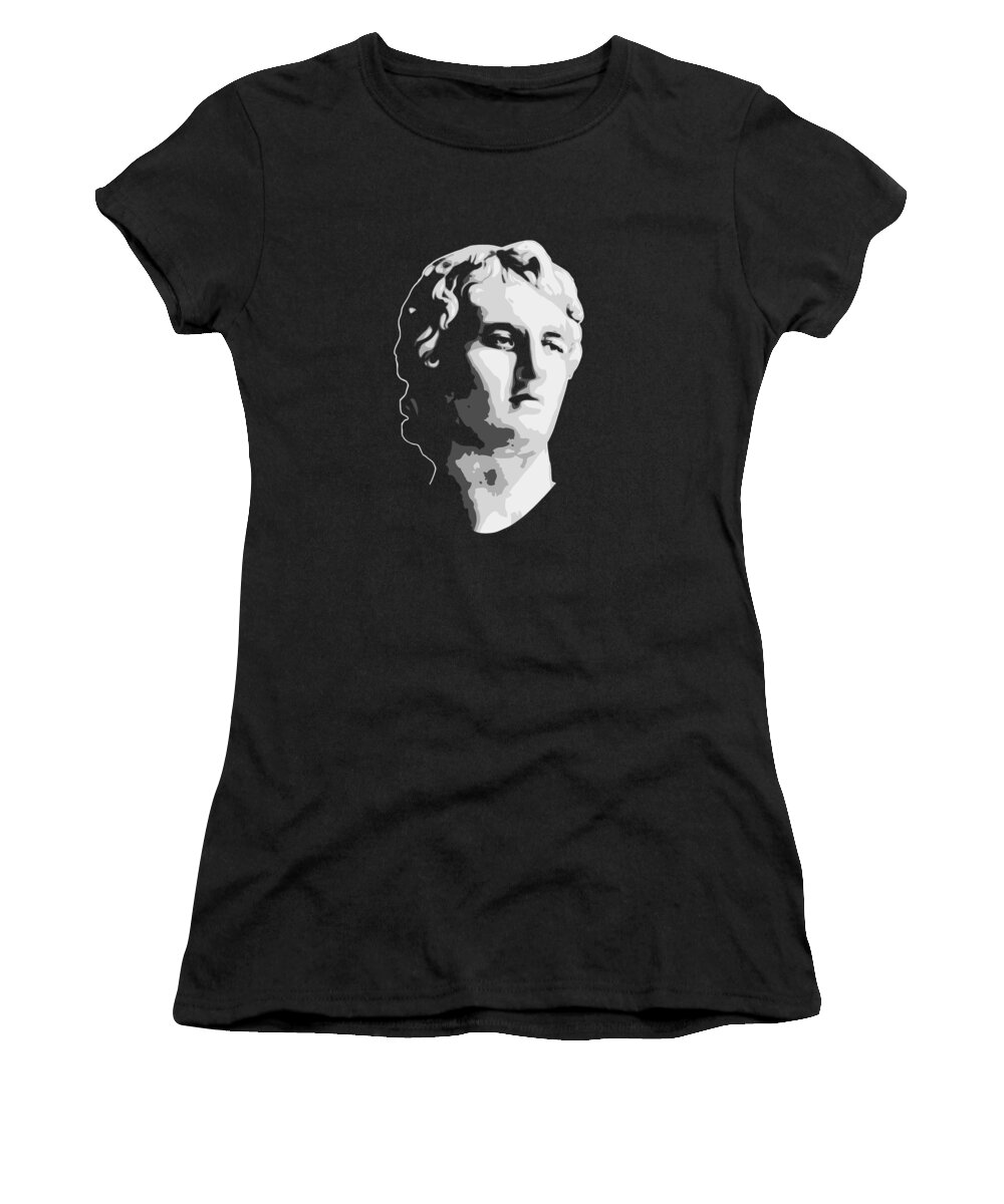 Alexander Women's T-Shirt featuring the digital art Alexander the great Black and White by Filip Schpindel