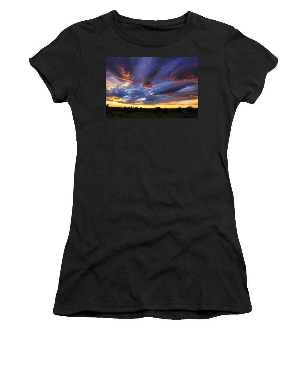 Alien Cloud Formations Women's T-Shirt featuring the photograph Alien cloud formations by Lynn Hopwood