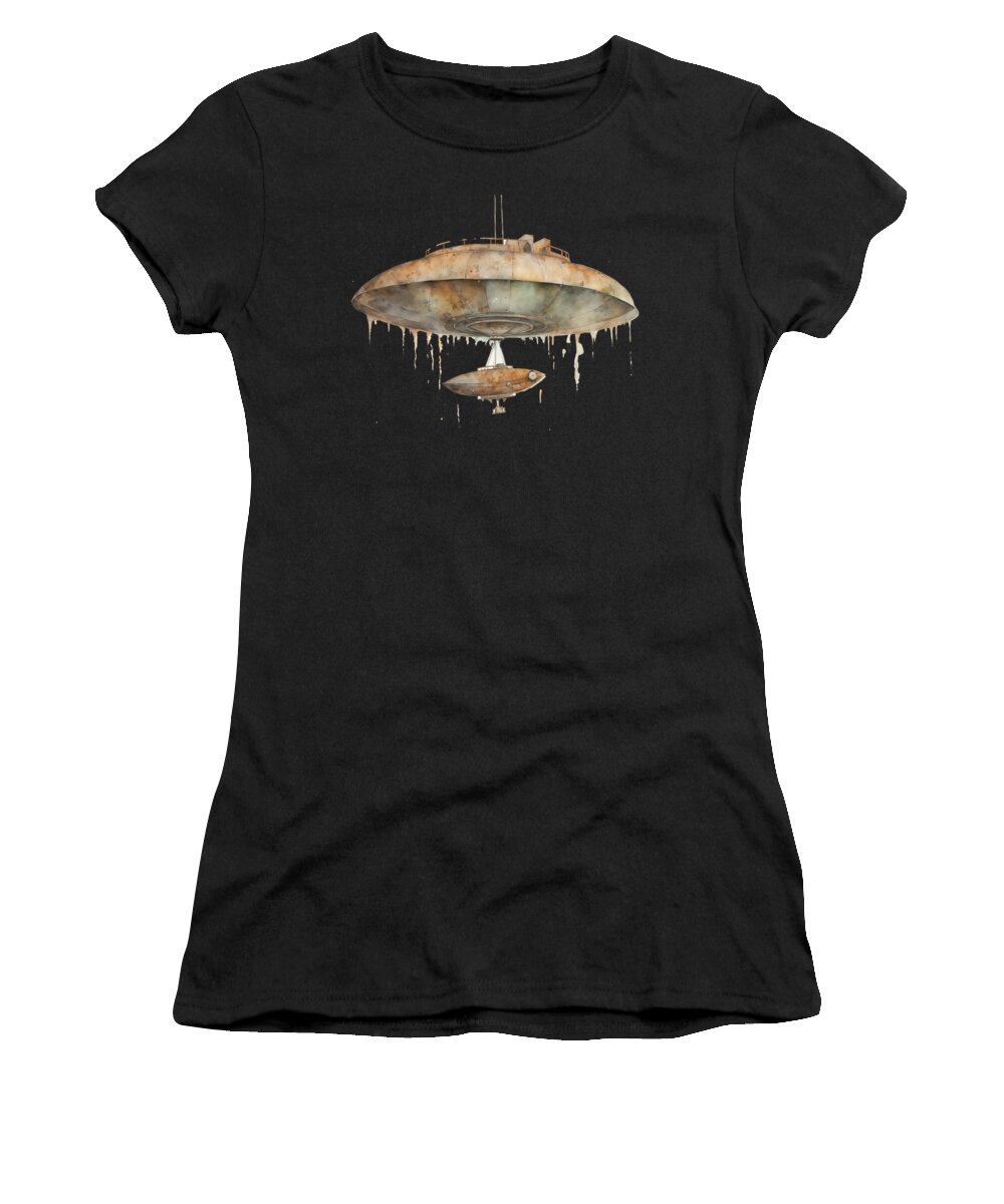  Women's T-Shirt featuring the digital art Alien Spacecraft Watercolor Number 91 by Peter Lopez
