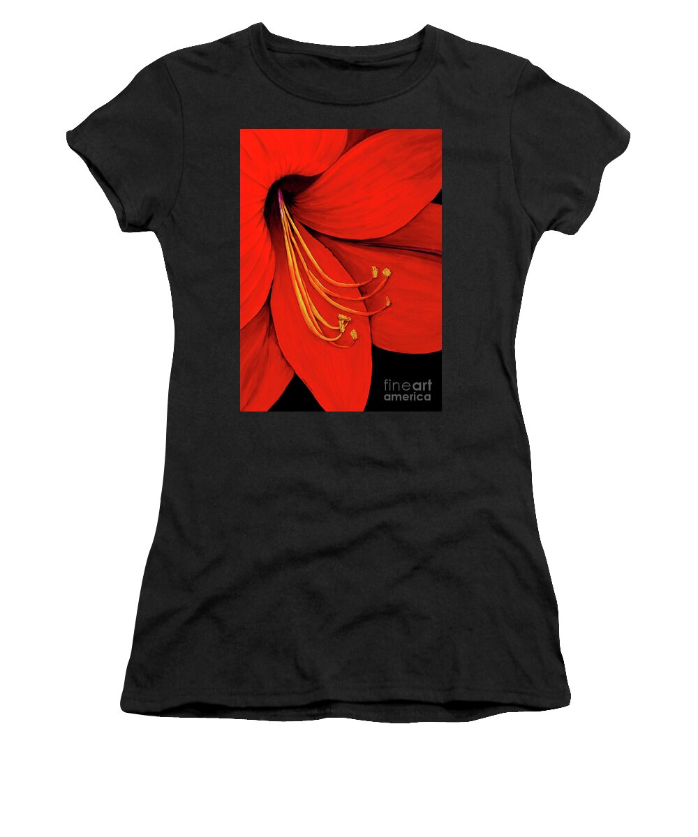 Flowers Women's T-Shirt featuring the painting Amaryllis 2 by Rachel Lowry