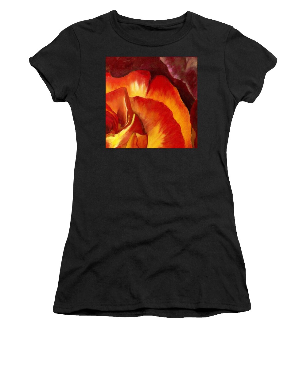 Glowing Women's T-Shirt featuring the painting Ambers Glow by Juliette Becker