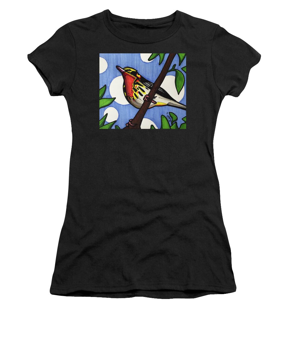 American Warbler Women's T-Shirt featuring the drawing American Warbler by Creative Spirit