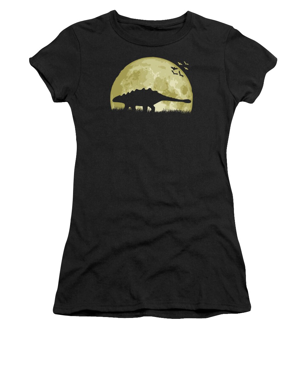 Ankylosaurus Women's T-Shirt featuring the digital art ANKYLOSAURUS Full Moon by Filip Schpindel
