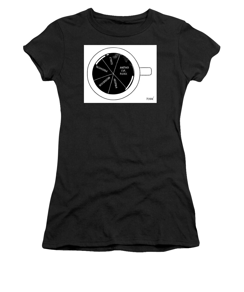 Captionless Women's T-Shirt featuring the drawing Another Cup, Please by Jorge Penne