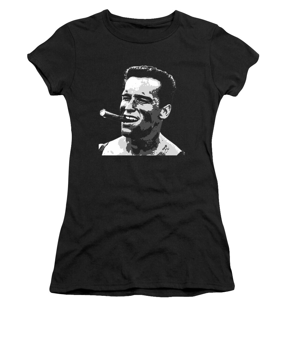 Arnold Women's T-Shirt featuring the digital art Arnold Schwarzenegger Black and White by Filip Schpindel