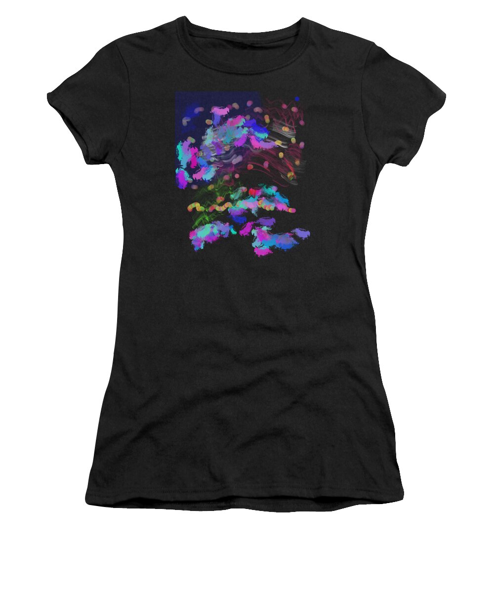 Abstract Expressionism Women's T-Shirt featuring the digital art As We Step into the Night by Zotshee Zotshee