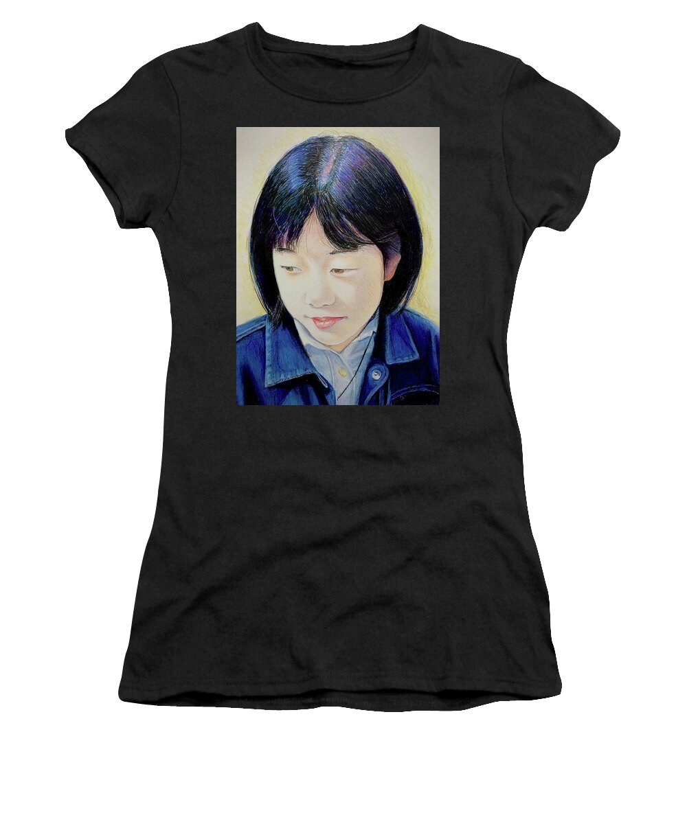 Asuka Women's T-Shirt featuring the drawing Asuka portrait 3 by Tim Ernst