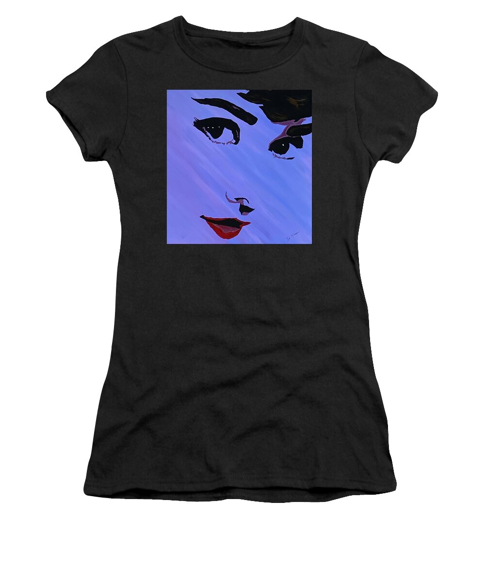  Women's T-Shirt featuring the painting Audrey Hepburn by Bill Manson