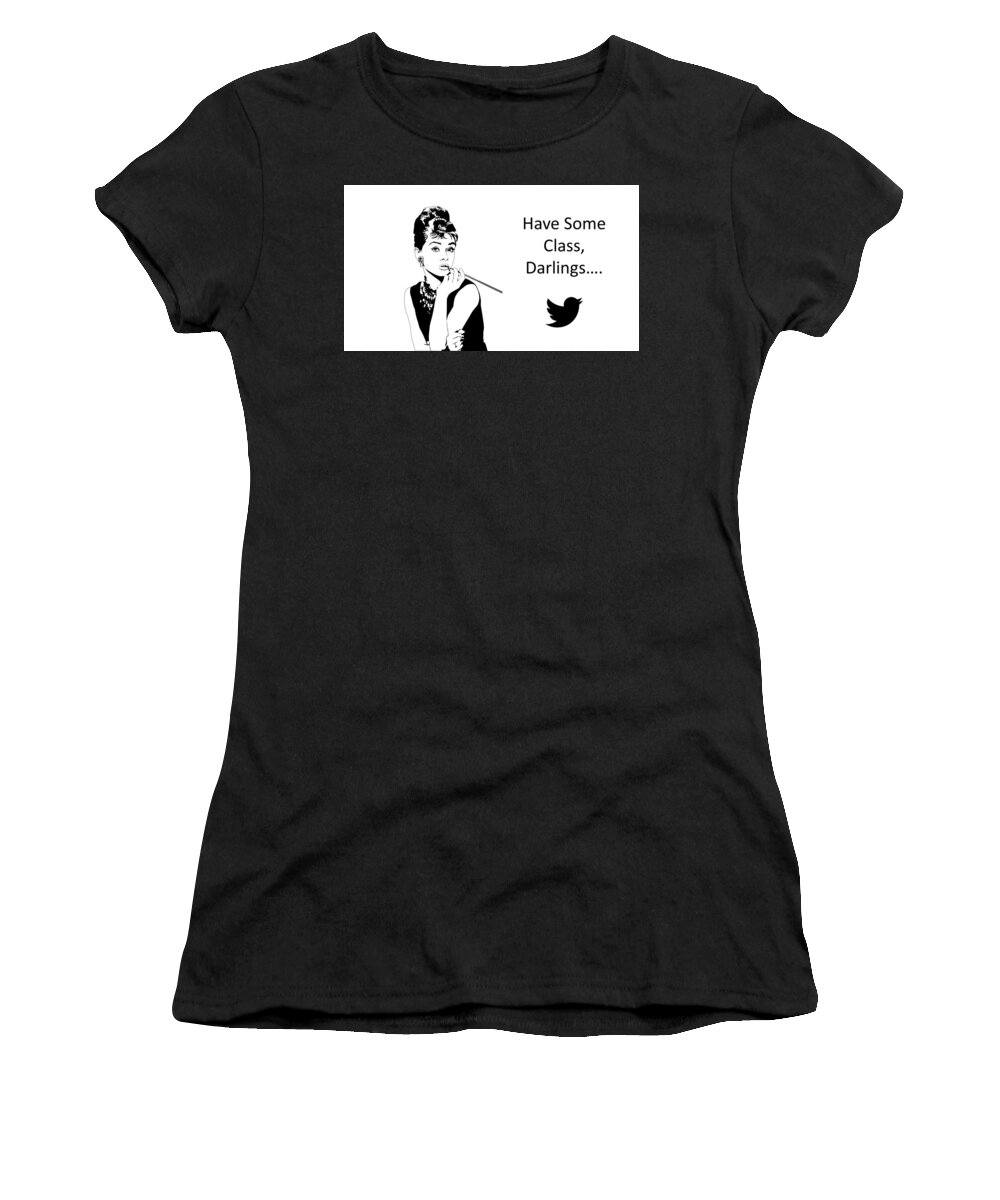 Social Media Women's T-Shirt featuring the drawing Audrey Hepburn Says... by Nancy Ayanna Wyatt