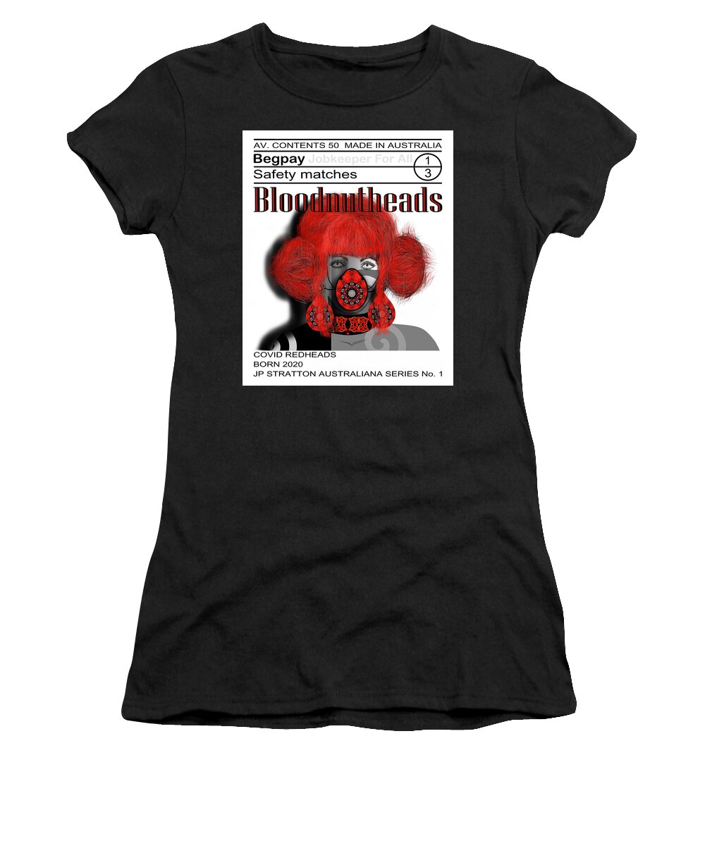 Australiana Women's T-Shirt featuring the drawing Australiana Iconic Matches Bloodnut Female I by Joan Stratton