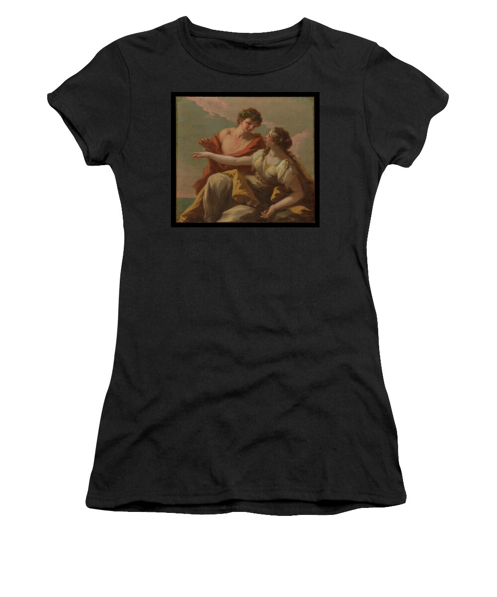 Bacchus And Ariadne 1720s Giovanni Antonio Pellegrini Italian Bacchus Women's T-Shirt featuring the painting Bacchus and Ariadne 1720s Giovanni Antonio Pellegrini Italian by MotionAge Designs