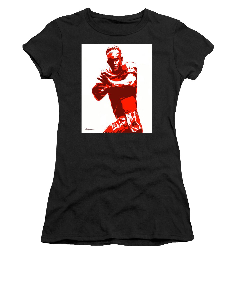 Baker Mayfield Women's T-Shirt featuring the painting Baker Mayfield Statue by Jack Bunds